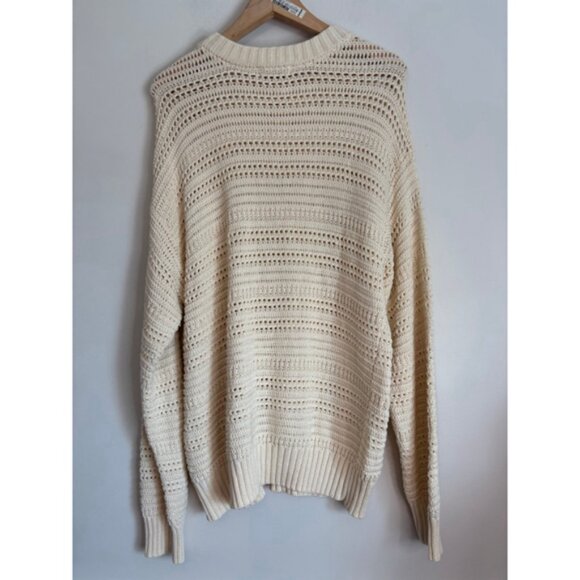 Sandro Paris Mens L Openwork Knit Cotton Sweater Designer Luxury Menswear - Picture 5 of 11